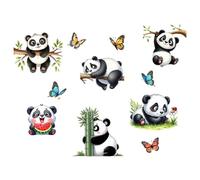 Aufquwk Stickers Muraux Panda & Papillon,Stickers Muraux Panda | Autocollants muraux à décoller et à coller - Autocollant auto-adhésif imperméable, décoration murale pour chambre à coucher, crèche,