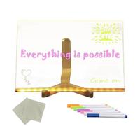Aufquwk Tableau effaçable à sec lumineux, tableau effaçable à sec en acrylique avec lumière,Tableau d'écriture à | marqueur de messages lumineux avec lumière, tableau à