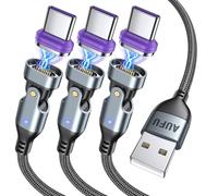 AUFU 18W Câble de Charge Magnétique USB C [1M/2M/2M], Câble Magnétique Plat 16PIN de USB A à USB C pour Galaxy S23/Tablette