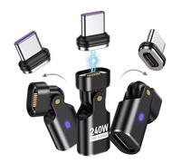 AUFU Adaptateur Magnétique USB C 240W, 16PIN Rotation 180° (3 Pièces), Charge Rapide 48V/5A Type-C, Compatible Phone 16/15/Ma-Book Pro, Ordinateurs Portables USB-C et Appareils Type-C