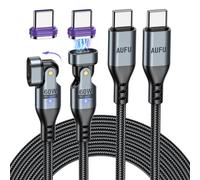 AUFU Câble de Charge Magnétique USB C 60W, 16PIN [2 Pièces 1M+2M], Rotation 180°, Charge Rapide 20V/3A et Transfert de Données, Compatible avec Phone 16 15 / Galaxy S24 / Tablettes USB-C