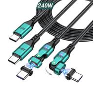 AUFU Câble Magnétique USB C 240W 16PIN 2 Pièces 1,8M - Charge Rapide 48V/5A, Câble USB C Magnétique avec Transfert de Données 480 Mbps, Compatible avec Phone 15/Samsung S22/MaBook