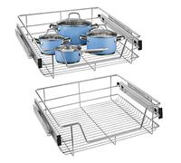 Aufun 2 x tiroirs de cuisine 60 cm, tiroir télescopique, extension complète, armoire de cuisine, armoire coulissante, armoires de chambre, panier coulissant élastique, étagère de cuisine domestique
