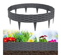 Aufun 20m Bordure de Jardin Plastique avec 20 éléments de 100 cm chacun, Bordure de pelouse Aspect Rattan, Jardin Palisade Parterre (Anthracite)