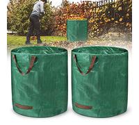 Aufun 2x sacs de jardin avec poignées, sac à feuilles 272L pour déchets de jardin, stable aux UV et hydrofuge, autoportant et pliable, pour herbe, feuilles, déchets de jardin, déchets verts(lot de 2)