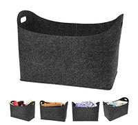 Aufun 4x Sac en Feutre, XLL Bois de cheminée en Feutre avec Poignées Renforcées pour le Transport de Bois, Jouets, Journaux, Faire du Shopping(55 x 30 x 40 cm, Gris foncé)