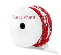 Aufun 50m Chaîne en Plastique Rouge/Blanche 6mm - Chaîne de Sécurité en Plastique pour Avertissement, Visible et Solide, Idéale pour la Fermeture de Zones, Barrière de Parking