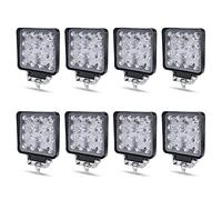 Aufun 8x48W Projecteurs de travail tout-terrain LED Projecteurs 12V Feux supplémentaires Feuxde travail à réflecteur, 4320lm éclairage étanche IP67 pour tracteur, excavatrice, camion, SUV, UTV, ATV