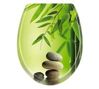 Aufun Abattant de WC avec abattant de WC à fermeture en douceur en plastique dur Abattant de WC antibactérien en Duroplast Taille universelle - Bambou vert