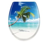 Aufun Abattant de WC avec abattant de WC à fermeture en douceur en plastique dur Abattant de WC antibactérien en duroplast Taille universelle - Bleu mer