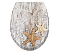 Aufun Abattant de WC universel, avec système d'abaissement automatique, qualité supérieure et fixation rapide, en plastique dur, motif étoile de mer perlée