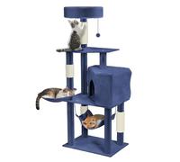 Aufun Arbre à chat stable pour grands chats, maison de jeu à plusieurs étages, avec griffoirs, plates-formes, paniers, meuble pour chat avec corde en sisal, maison de jeux pour chats, bleu, taille XXL