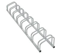 Aufun Béquille de vélo en acier galvanisé pour 8 vélos - Support multiple avec support de roue de 37 cm - Pour largeur de pneu de 30 à 65 mm - Montage mural - Peu encombrant - Argenté