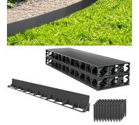 Aufun Bordure de pelouse Flexible Plastique 96M,Bordure de Parterre Bordure de Tonte Pierre de Bordure avec 400 ancrage de Terre, Très Bonne Finition des Pierres de Bordure de pelouse(58mm, Noir)