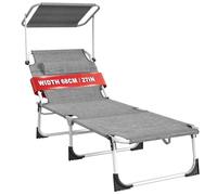 Aufun Chaise Longue Pliable avec Toit et Poche latérale - 195 x 68 cm - Résistante aux intempéries - Chaise Longue de Plage Stable - Protection Solaire et Dossier réglable - Charge maximale : 100 kg