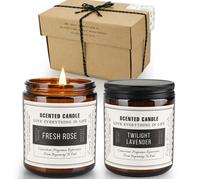 Aufun Coffret cadeau de 2 bougies parfumées, 200 g, en cire de soja, coffret cadeau festif pour anniversaire