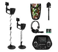 Aufun Détecteur de métaux pour enfants et adultes, avec hauteur réglable de 78 à 107cm, 2 modes métal haute précision, noir