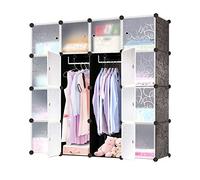 Aufun DIY Armoire Portable, Armoire combinée modulaire, Armoire Pliante, système d'étagères sans Boulon Peu encombrant, Cube de Rangement idéal pour Livres,dossiers 147 x 37 x 147 cm（16 Cubes,Noir