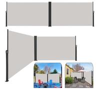 Aufun Double Auvent Store Latéral Gris 160 x 600 cm, Post en Aluminium Extensible Stores pour Jardin, Balcon,