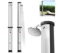 Aufun Douche solaire 40 l, douche solaire de jardin, eau chaude avec capot de protection, douche de piscine de camping avec robinet et pommeau de douche à pluie, sans connexion d'alimentation, raccord