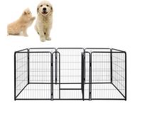 AufuN Enclos Extérieur pour Chiot, Parc Animalier Hauteur 80cm, Verrouillage Automatique, Noir Mat, Pour Chiens, Lapins, Petits Animaux, Chat