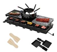 Aufun Ensemble grill à raclette, grill électrique de table, grill électrique en acier inoxydable avec poêles, puissance max. 1650 W