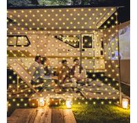 Aufun Filet Lumineux Solaire LED 3x2M, Minuterie 8 Modes Télécommande Guirlande Lumineuse Étanche Intérieur Extérieur Rideau Lumineux pour Décoration de Jardin de Noël Intérieur - Blanc Chaud