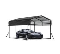 Aufun Garage de tente en métal de 4,5 x 3 m, auvent haute performance avec base renforcée, toit en acier et cadre entièrement en métal, abri de garage extérieur pour voiture, camion et bateau, 4,5 x 3