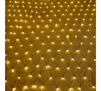 Aufun Guirlande lumineuse filetLED 6x4m 480 LEDs Filet lumineux 8 modes rideau lumineux avec prise pour Halloween fête de mariage décoration intérieure et extérieure, connectable, blanc chaud