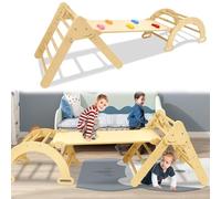 Aufun Kit d'escalade d'intérieur 3 en 1 - En bois - Pour enfant - Triangle - Toboggan pour bébé - Équipement de jeu d'intérieur pour tout-petits à partir de 2 à 8 ans, ELC1072B