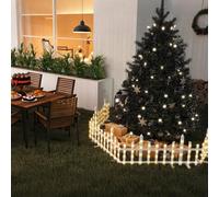 Aufun Lot de 10 clôtures de sapin de Noël LED de 3,5 m - Clôture de jardin éclairée - Lumières de paysage de Noël - Clôture à lattes en plastique blanc décorative pour enfants, animaux domestiques