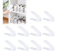 Aufun Lot de 10 étagères à chaussures réglables antidérapantes, 3 hauteurs réglables, pour chaussures (10 pièces, blanc)