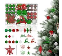 Aufun Lot de 108 boules de Noël en plastique de qualité supérieure - Avec pointe de sapin - Décoration de Noël sûre avec suspension - Boules de sapin de Noël réutilisables - Décoration de sapin de