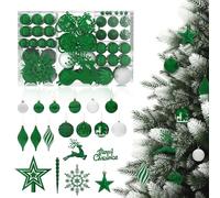 Aufun Lot de 108 boules de Noël en plastique de qualité supérieure - Avec pointe de sapin - Étoile - Décoration de Noël sûre - Avec suspension - Boules de sapin de Noël réutilisables - Décoration de