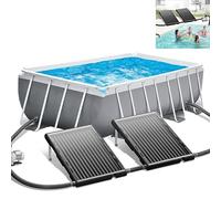 AufuN Lot de 2 panneaux solaires de piscine - 110 x 69 x 14 cm - Chauffage solaire - 10 000 l/h - Hauteur réglable : 38 mm - Raccordement d'eau chaude - Tapis solaire pour piscine, jardin, douche de