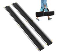 Aufun Lot de 2 rampes télescopiques en aluminium pour fauteuil roulant - 106,5-152-183 cm - Avec sac - Rampe télescopique extensible antidérapante avec capacité de charge de 272 kg - Idéal pour les