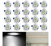 AUFUN Lot de 20 Spots LED encastrables orientables 3W éclairage encastré intérieur Projecteur Rond Plafond 110V-230V Angle de rayonnement de 120 °- Blanc froid
