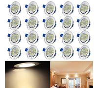 Aufun Lot de 20 Spots LED encastrables orientables 3W éclairage encastré intérieur Projecteur Rond Plafond 110V-230V Angle de rayonnement de 120 °- Blanc chaud