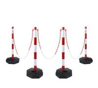 Aufun Lot de 4 poteaux de 82 x 28 x 28 cm - En plastique - Avec chaînes de barrière de 1,4 m et pied pour le contrôle de la circulation ou l'avertissement dans l'allée, le garage, le