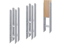 Aufun Lot de 4 supports de poteau en H - Galvanisés à chaud - 91 mm - Ancrage en H - Galvanisé à chaud - Longueur : 600 mm - Épaisseur : 5 mm (4 pièces de 91 mm)
