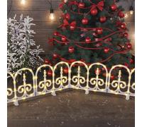 Aufun Lot de 5 clôtures de sapin de Noël LED de 1,88 m - Clôture de jardin éclairée - Lumières de paysage de Noël - Clôture à lattes en plastique blanc décorative pour enfants, animaux domestiques