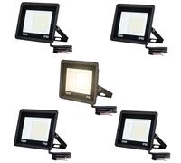 AufuN Lot de 5 spots LED 100 W - Blanc chaud - Super lumineux - Étanche IP65 - En aluminium - Pour jardin, garage, cour ou hôtel