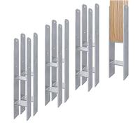 Aufun Lot de 6 supports de poteau en H - Galvanisés à chaud - 91 mm - Ancrage en H - Galvanisé à chaud - Longueur : 600 mm - Épaisseur : 5 mm (6 pièces de 91 mm)