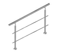 Aufun Main courante en acier inoxydable 120cm rampe d'escalier intérieur et extérieur avec 2 poteaux pour escalier, parapet, balcon (120cm, 2 croisillons)