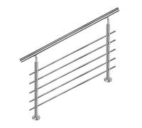Aufun Main courante en acier inoxydable 150cm rampe d'escalier intérieur et extérieur avec 2 poteaux pour escalier, parapet, balcon (150cm, 5 croisillons)