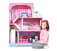 Aufun Maison de poupée en Bois MDF et Mobilier Dreamhouse avec 3 étages Comprenant des Meubles, des Accessoires pour Un Long Jeu créatif, Grand, esthétique (Type B)