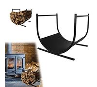 Aufun Panier à Bûches de Cheminée en Acier Inoxydable - Design Moderne en U - Bûches Robuste 45x38x40 cm - Métal Noir Résistant - Rangement Élégant pour Bois de Chauffage Intérieur et Extérieur