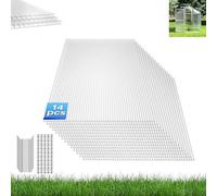 Aufun Plaque Polycarbonate 4mm pour Serres de Jardin 10,25 m² Creux Transparent Résistant aux UV, 60,5x121 cm par pièce, pour Faire Pousser et protéger Plantes, Lot de 14 (Transparent)