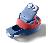 Aufun Pot bébé toilette siège de toilette bébé pot entraîneur de toilette avec poignées pour les tout-petits coussin en PU doux pot bébé anti-éclaboussures dessin animé couvercle (Bleu, Type A)