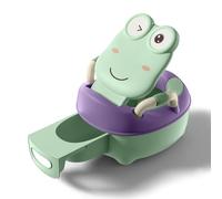Aufun Pot bébé toilette siège de toilette bébé pot entraîneur de toilette avec poignées pour les tout-petits coussin en PU doux pot bébé anti-éclaboussures dessin animé couvercle (Vert, Type A)